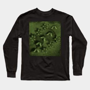 Camouflaged butterflies and flowers in green Long Sleeve T-Shirt